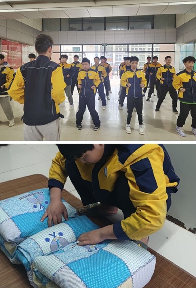 汽车与机电技术系组织学生练习咏春拳、叠被子比赛.jpg